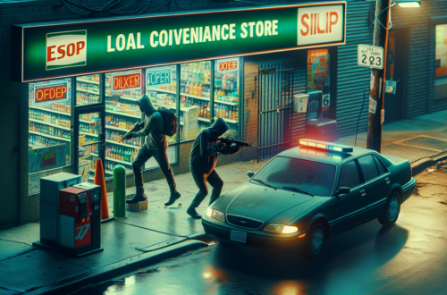 alt_text: Preman kampung mengancam minimarket, menunjukkan aksi kriminal yang semakin berani.