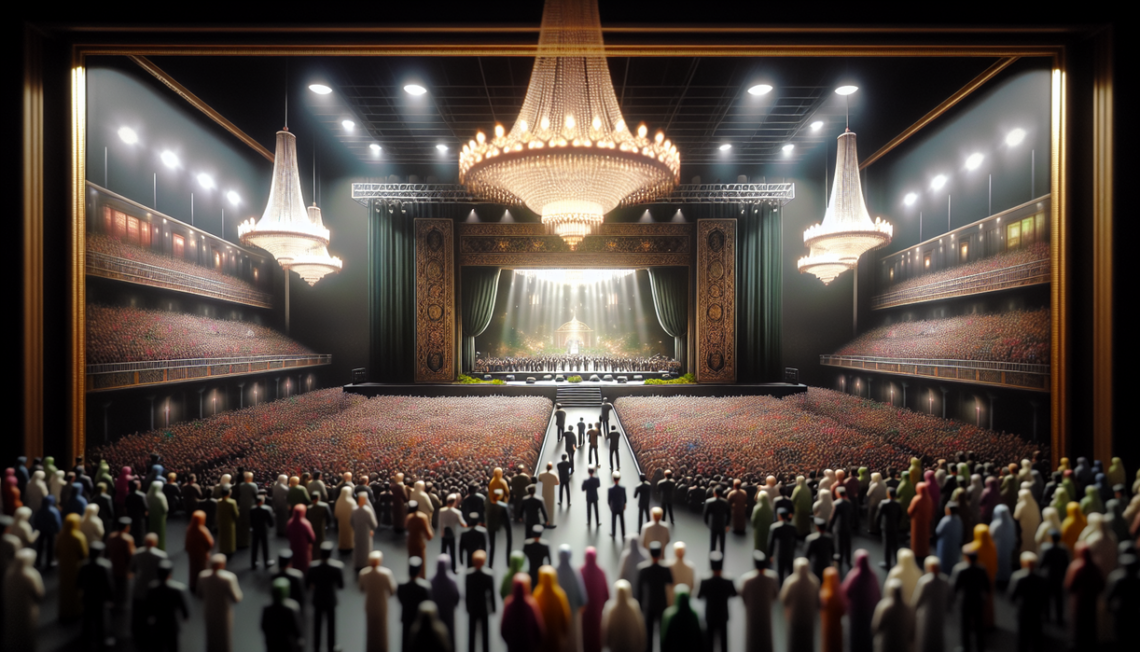 alt_text: Panggung megah perilisan album "Dua Delapan Padi Reborn 2026" di tengah kerumunan penonton.