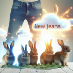 Alt_text: Min Hee Jin berdiri di dekat lima kelinci, menggambarkan masa depan NewJeans yang cerah.