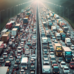 alt_text: Kendaraan padat di tol saat arus balik Lebaran, sistem one way sudah dicabut.