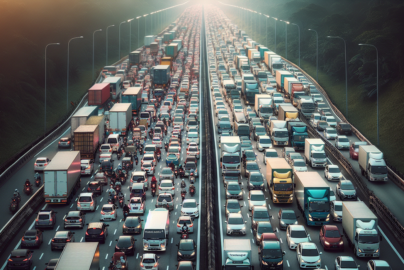 alt_text: Kendaraan padat di tol saat arus balik Lebaran, sistem one way sudah dicabut.