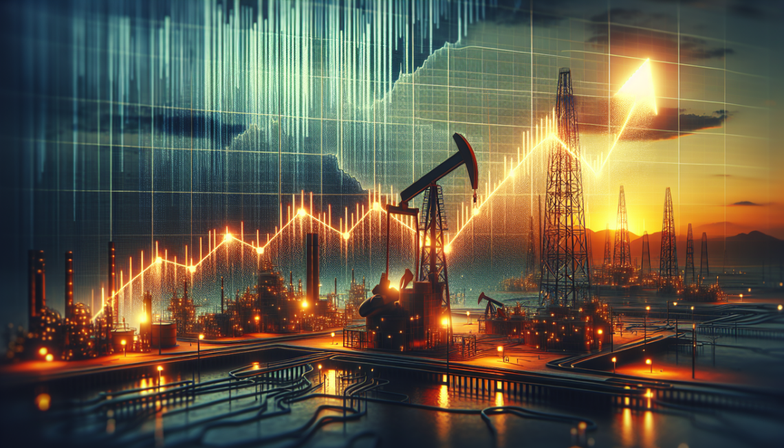 "alt_text": "Harga minyak mentah naik, saham migas meroket, grafik menanjak tajam."