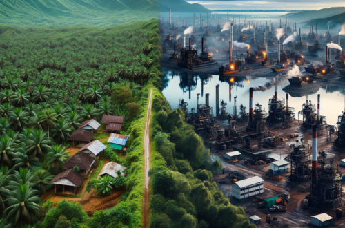 alt_text: Sumber daya melimpah Indonesia versus tantangan teknologi industri maju.