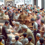 alt_text: Antrian nasabah di bank BSI saat Puncak Lebaran.