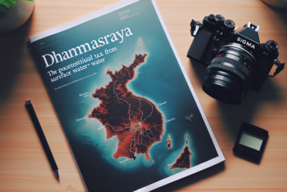 alt_text: Peta Dharmasraya dengan fokus pada potensi pajak dari sumber air permukaan.