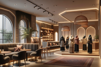 alt_text: Cafe nyaman dekat ITS dengan area untuk jual baju muslim wanita modern.