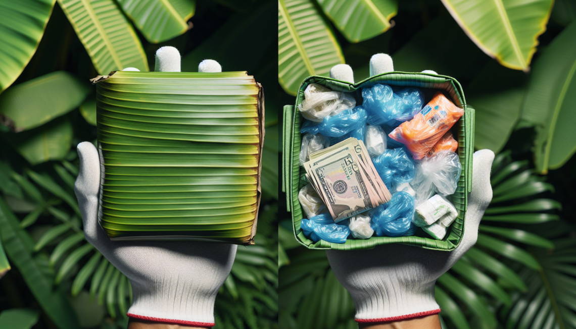 alt_text: Plastik mahal, daun pisang jadi solusi ramah lingkungan dan alternatif kemasan.