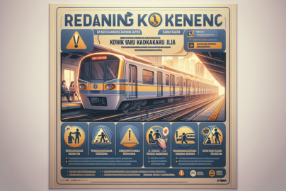 alt_text: Poster edukasi keselamatan KRL Bogor, menampilkan peringatan dan tips aman bagi penumpang.