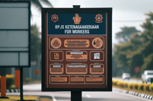 alt_text: Papan informasi BPJS Ketenagakerjaan di Nunukan mengenai layanan dan perlindungan bagi pekerja.