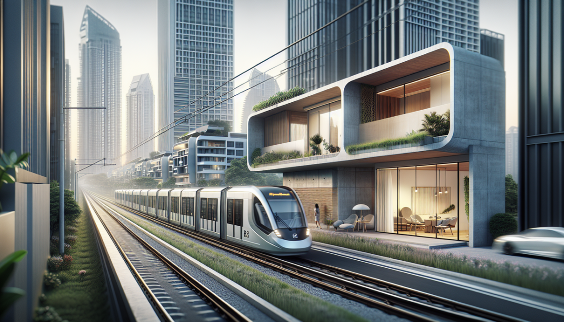 alt_text: LRT Jabodebek dan rumah minimalis modern, simbol mobilitas dan kehidupan urban baru.