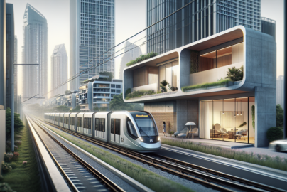 alt_text: LRT Jabodebek dan rumah minimalis modern, simbol mobilitas dan kehidupan urban baru.