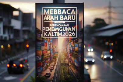 alt_text: Spanduk "Membaca Arah Baru Perencanaan Pembangunan Kaltim 2026".
